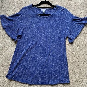 EAST5TH WOMENS SIZE SMALL BLUE CASUAL CLASSIC SOFT FLOWY SHORT SLEEVE SHIRT USED